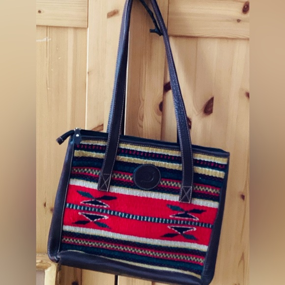 Born Handbags - Western Born AZTEC Wool Red Kalim Southwest Shoulder Bag LEATHER Handles EPLC